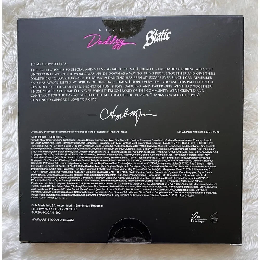 NIB Artist Couture Club Daddyy Eyeshadow Pressed Pigment Palette